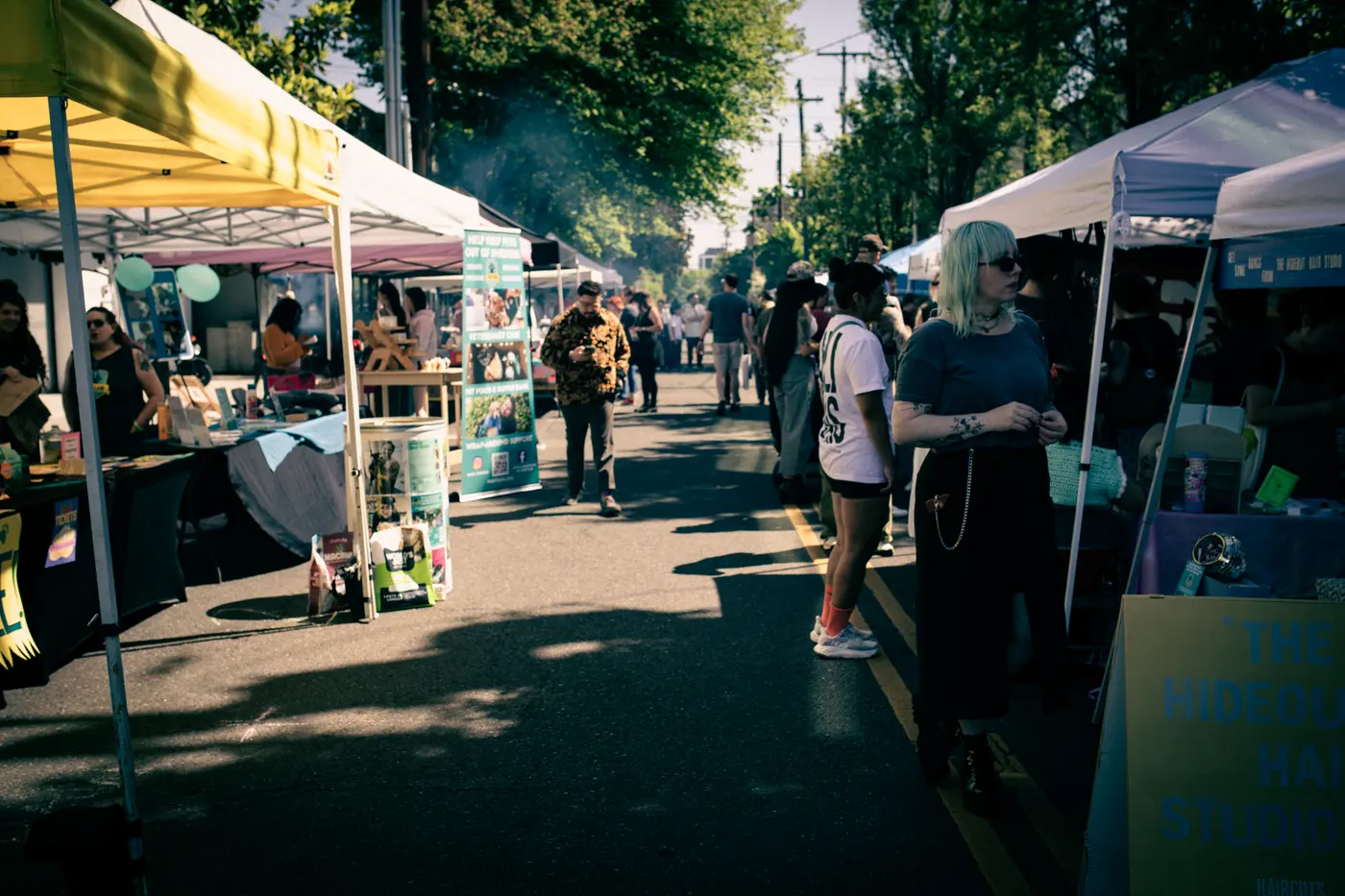 Street fair activity outside the Jupiter buildings.